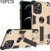 10 stuks schokbestendige TPU + pc-beschermhoes met onzichtbare houder voor iPhone 12 Pro Max (goud)