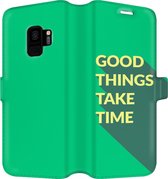 Samsung Galaxy S9 Telefoonhoesje - Portemonneehoesje  - Met pasjeshouder - Met Quote - Good Things - Groen