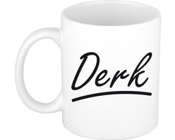 Derk Naam koffiemok - beker - met sierlijke letters - wit - cadeau - collega - Vaderdag - verjaardag - personeel