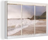 Canvas Schilderijen Doorkijk - Strand - Zee - 60x40 cm - Wanddecoratie