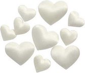 Satijnen harten, off-white, afm 10+20 mm, 70 stuk/ 1 doos