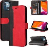 Zakelijke stiksels-kleur horizontale flip PU lederen tas met houder & kaartsleuven & fotolijst voor iPhone 13 mini (rood)