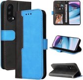 Voor OnePlus Nord CE 5G Zakelijke Stiksels-Kleur Horizontale Flip PU Lederen Case met Houder & Kaartsleuven & Fotolijst (Blauw)