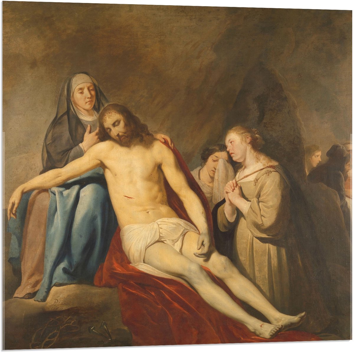 Acrylglas - Oude meesters - De bewening van Christus, Pieter Fransz. de Grebber - 80x80cm Foto op Acrylglas (Wanddecoratie op Acrylglas)