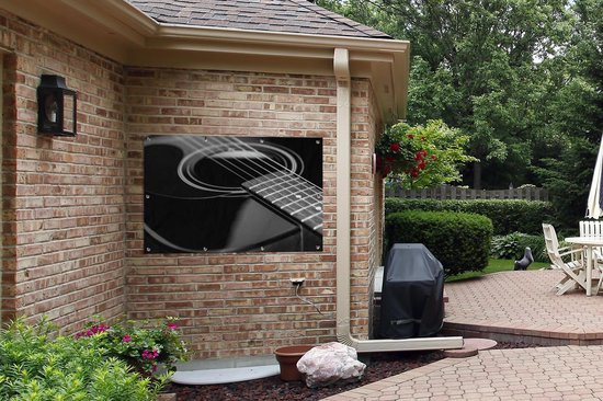 Affiche de jardin - Toile de jardin - Affiches extérieures - guitare acoustique - noir et blanc - Posters de jardin cm - Jardin