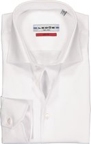 Ledub slim fit overhemd - mouwlengte 7 - wit twill - Strijkvrij - Boordmaat: 42