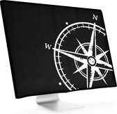 kwmobile hoes voor 20-22" Monitor - beschermhoes voor beeldscherm - Vintage Kompas design - wit / zwart