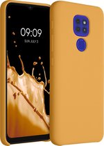 kwmobile telefoonhoesje voor Motorola Moto G9 Play / Moto E7 Plus - Hoesje met siliconen coating - Smartphone case in goud-oranje