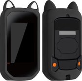 kwmobile hoesje voor Bryton Rider 420 / 320 - Siliconen hoes voor fietsnavigatie in zwart / wit - Kat design