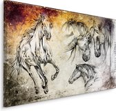 Schilderij -  Geschilderde Paarden  , Wanddecoratie , Premium print