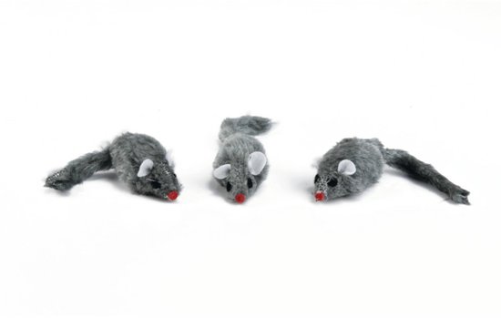 Plush muisje grijs - zakje 3st 5 cm