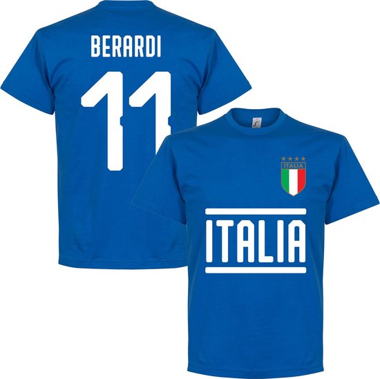 Italië Berardi 11 Team T-Shirt - Blauw - M