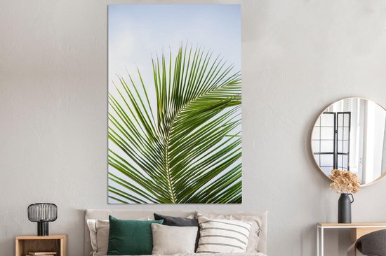Tableau Toile Feuilles de Palmier - Ciel - Tropical - 120x180 cm - Décoration murale XXL