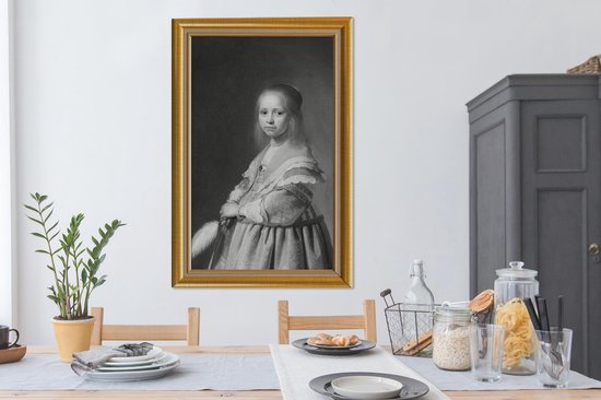 Canvas schilderij 90x140 cm - Wanddecoratie Oude meesters - Kunst - Lijsten - Goud - Muurdecoratie woonkamer - Slaapkamer decoratie - Kamer accessoires - Schilderijen op canvas