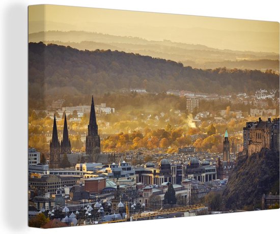 Canvas Schilderij Skyline - Gebouwen - Edinburgh - Schotland - 90x60 cm - Wanddecoratie