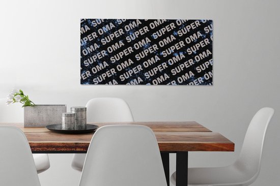 Canvas schilderij 80x40 cm - Wanddecoratie Oma - Spreuken - Quotes - Super oma - Muurdecoratie woonkamer - Slaapkamer decoratie - Kamer accessoires - Schilderijen - Moederdag cadeautje - Cadeau voor moeder - Tekstbord