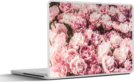 Laptop sticker - 15.6 inch - Bloemen - Natuur - Roze - 36x27,5cm - Laptopstickers - Laptop skin - Cover
