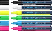Marqueur Schneider Maxx 245 6pcs. en pochette. Noir, blanc, jaune, vert, bleu, rouge