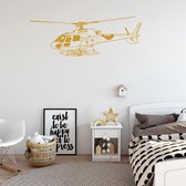 Muursticker Helikopter -  Goud -  120 x 43 cm  -  baby en kinderkamer - Muursticker4Sale