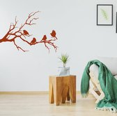 Muursticker Vogels Op Tak - Bruin - 100 x 75 cm - slaapkamer woonkamer alle