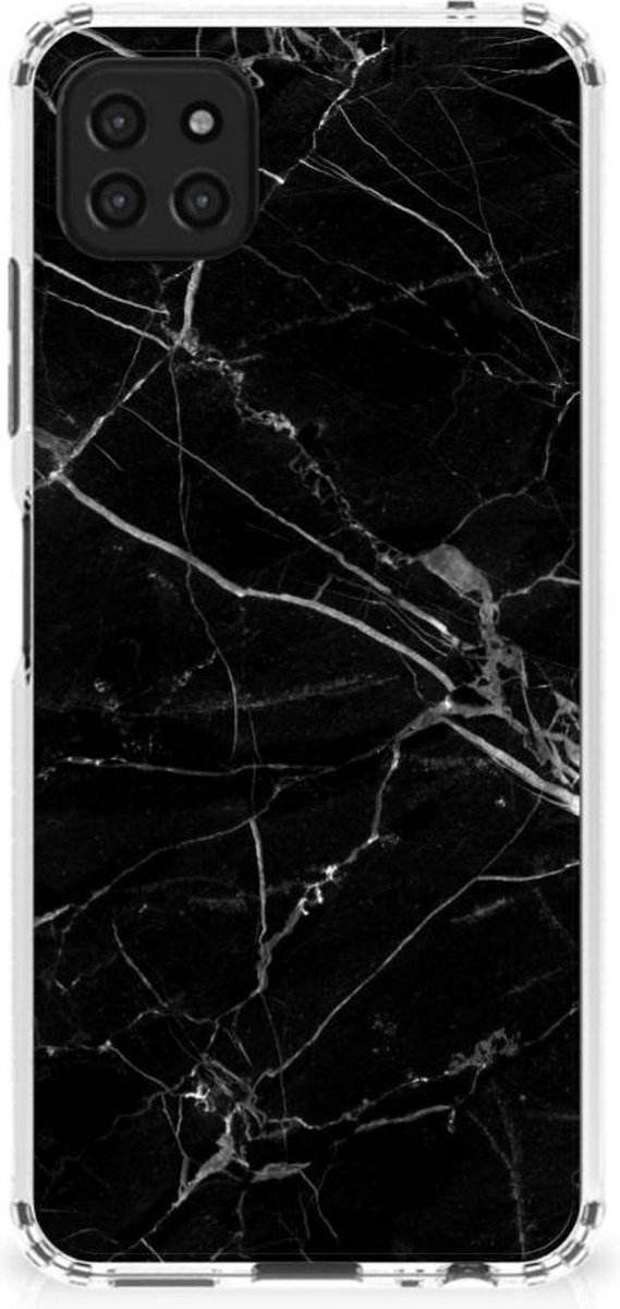 Samsung Galaxy A22 5G Anti-Shock Hoesje Marmer Zwart - Origineel Cadeau Vader