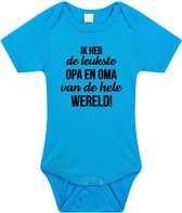 Leukste opa en oma tekst baby rompertje blauw jongens - Cadeau opa en oma - Babykleding 56 (1-2 maanden)