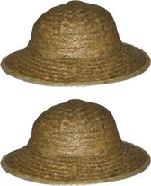 4x stuks safarihoed van stro - carnaval verkleed hoeden