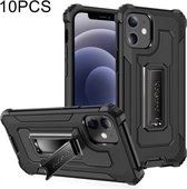 10 PCS Knight Jazz PC + TPU schokbestendige beschermhoes met opvouwbare houder voor iPhone 12 mini (zwart)