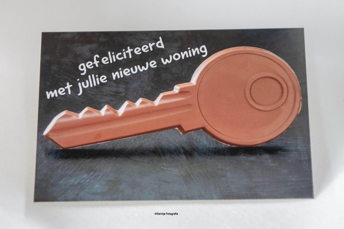 Kleintje fotografie kaart (A6) nieuwe woning ( sleutel), verhuisd , nieuwe woning, gefeliciteerd, kaartje om versturen, eigen plekje