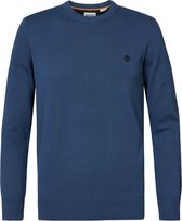 Timberland heren sweater met een ronde geribde kraag, boorden en manchetten. Gemaakt van 100% biologisch katoen. Voorzien van een geborduurd Timberland logo op de borst. Contraster