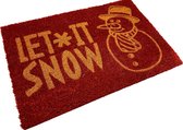 Ikado  Kerstmat kokos rood Let it snow  40 x 60 cm