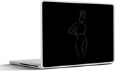 Laptop sticker - 17.3 inch - Vrouw - Zwart - Goud - Line art - 40x30cm - Laptopstickers - Laptop skin - Cover