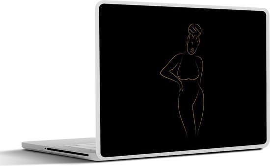 Sticker ordinateur portable - 17,3 pouces - Femme - Zwart - Or - Line au trait