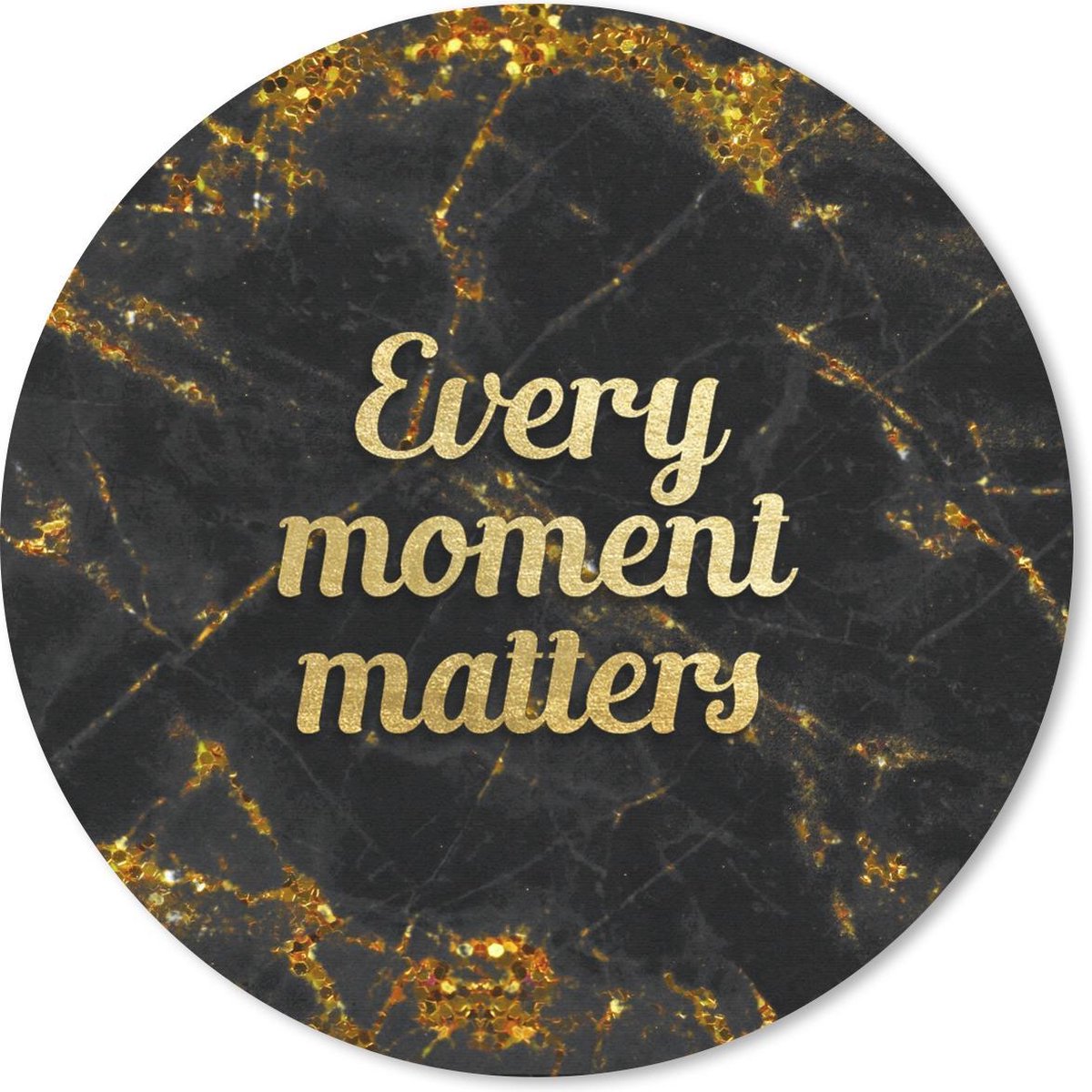 Muismat rond 20x20 cm - Mousepad Quote - Goud - Glitter - Marmer print - Ronde muismatten