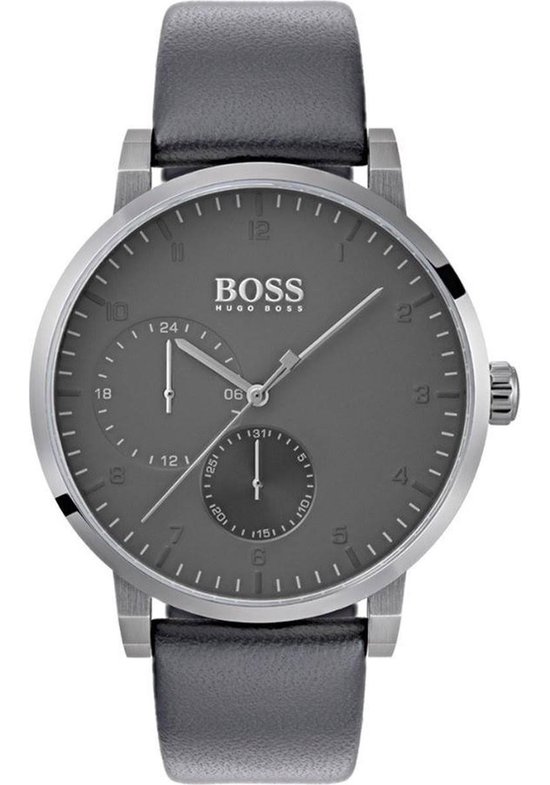 Hugo Boss HB1513595 Horloge - Leer - Grijs - Ø 42 mm