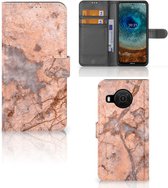 Wallet Book Case Nokia X10 | Nokia X20 Telefoon Hoesje Marmer Oranje
