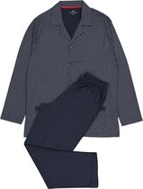 Gotzburg heren pyjama met knoopjes - blauw met rood en wit dessin - Maat: L