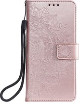 Shop4 - Xiaomi Redmi 9T Hoesje - Wallet Case Mandala Patroon Roségoud