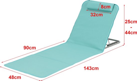 Strandmat Donostia met rugleuning set van 2 turquoise — afbeelding 3