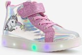 Blue Box hoge meisjes sneakers met lichtjes - Zilver - Maat 24