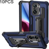 Voor Xiaomi Redmi K40 / K40 Pro 10 PCS Knight Jazz PC + TPU Schokbestendige beschermhoes met opvouwbare houder (blauw)