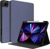 Doek Textuur TPU Horizontale Flip Leren Case met Pen Slot & Houder Voor iPad Pro 11 inch 2021/2020/2018 (Blauw)
