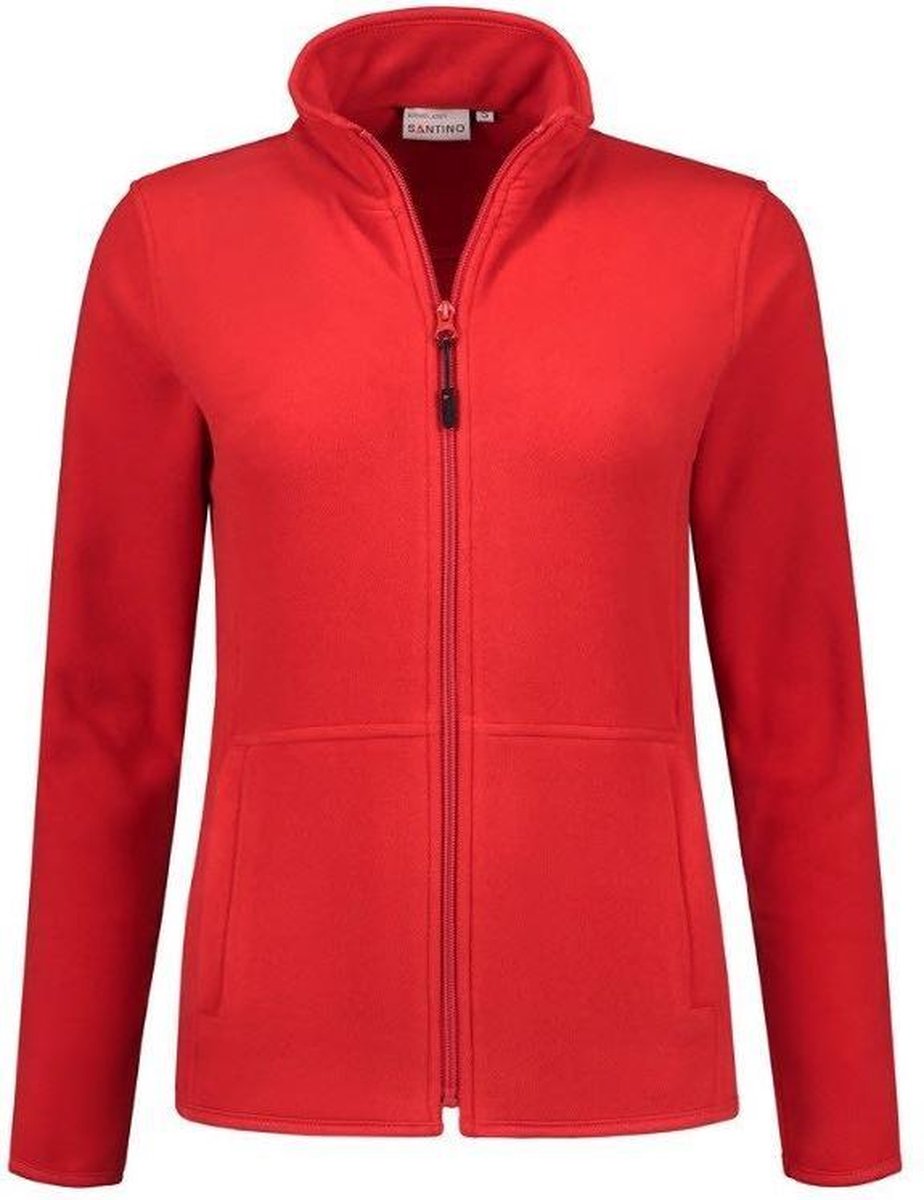 Santino Bormio Dames Fleecejack lange mouwen+Rits - Geen bedrukking - Rood - XL