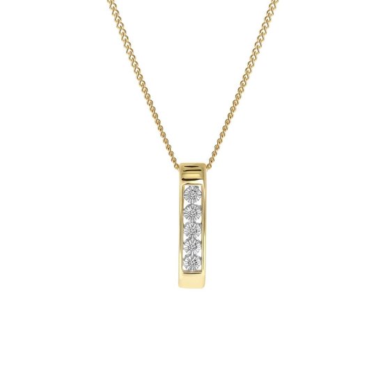 Lucardi Dames Ketting met diamant 0,01ct - 18 karaat goud - Ketting - Cadeau - 45 cm - Geelgoud