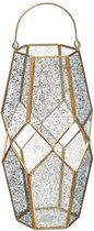 Glas Theelicht Zeshoekig + Messing Champagne - H 31 cm