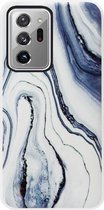 ADEL Siliconen Back Cover Softcase Hoesje Geschikt voor Samsung Galaxy Note 20 Ultra - Marmer Blauw Wit