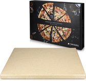 Navaris pizzasteen voor oven XL - Pizzabakplaat van natuursteen voor oven of barbecue - Inclusief receptenboek - Rechthoekig - 38 x 30 x 1,5cm
