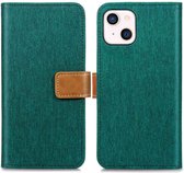 iMoshion Luxe Canvas Booktype iPhone 13 Mini - Groen