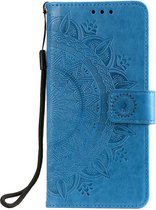 Shop4 iPhone 13 Pro - Etui Portefeuille avec Porte-Cartes Motif Mandala Blauw