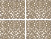 12x stuks retro stijl beige placemats van vinyl 40 x 30 cm - Antislip/waterafstotend - Stevige top kwaliteit